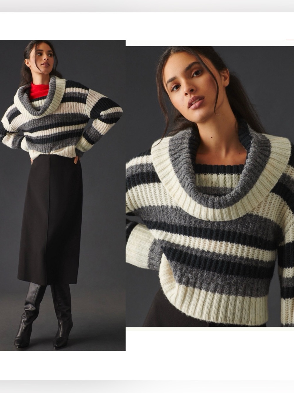 Anthropologie Turtleneck Striped Sweater Wool Blend , size M